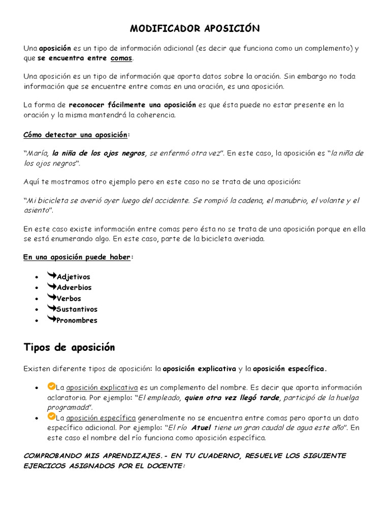 Modificador Aposición | PDF | Semiótica | Tipología Lingüística