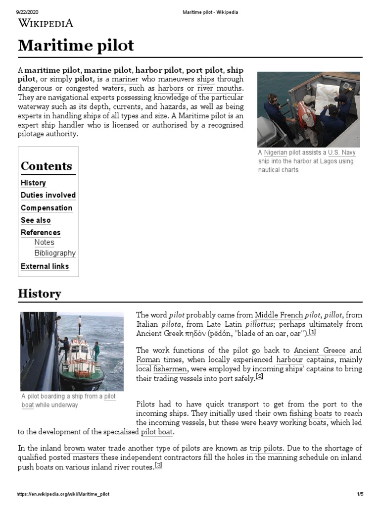 Maritime Pilot Wikipedia PDF Maritime Pilot Water Transport