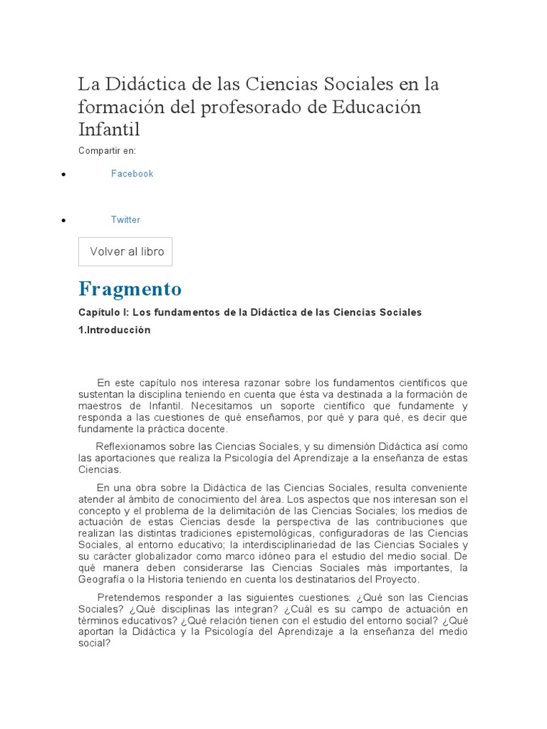La Didáctica de Las Ciencias Sociales en La Formación Del Profesorado ...