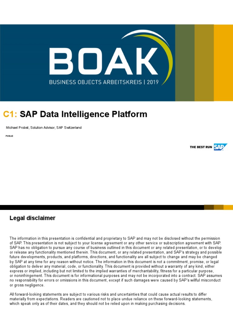 SAP Data Intelligence Platform: Michael Probst, Solution Advisor, SAP ...