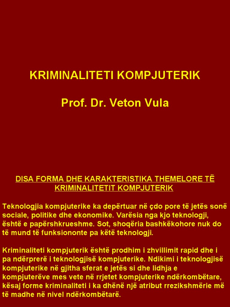 Kriminaliteti Kompjuterik Prof. Dr. Veton Vula | PDF