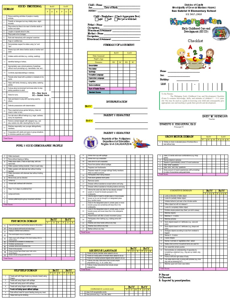Checklist Early Childhood Care and Development (ECCD) PDF