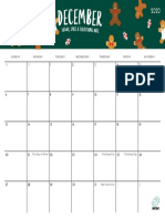 Holiday Season Calendar December 2020