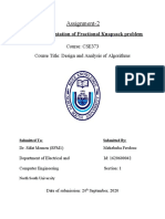 Assignment-2: Title: Implementation of Fractional Knapsack Problem