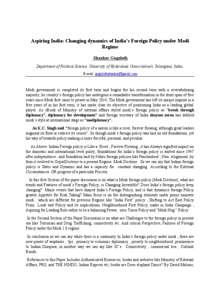 Modi Foreign Policy - 19SPMA64 | PDF | Narendra Modi | Foreign Policy