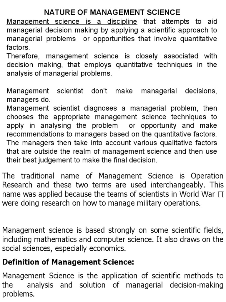 Understanding Management Science | PDF | Conceptual Model ...