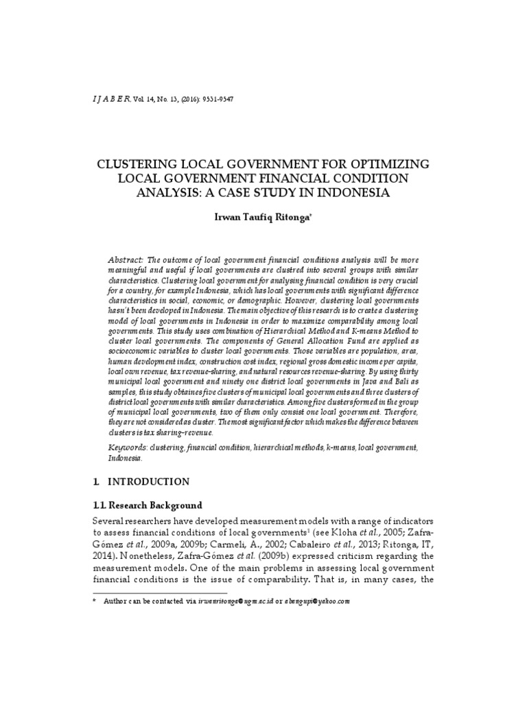 Clustering Local Governments in Indonesia | PDF | Cluster Analysis ...