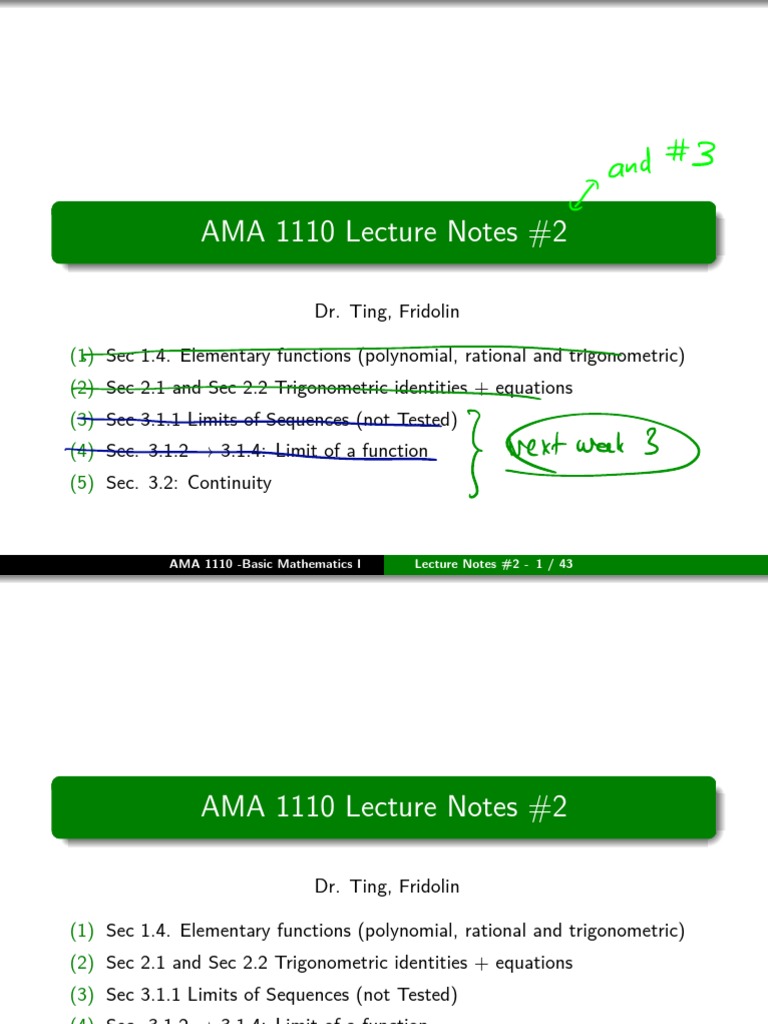 AMA 1110 Basic Math Lecture Notes | PDF | Trigonometric Functions | Sine