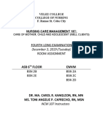 Fourth Long Examination Room Assignment: December 3, 2019 (Tuesday)