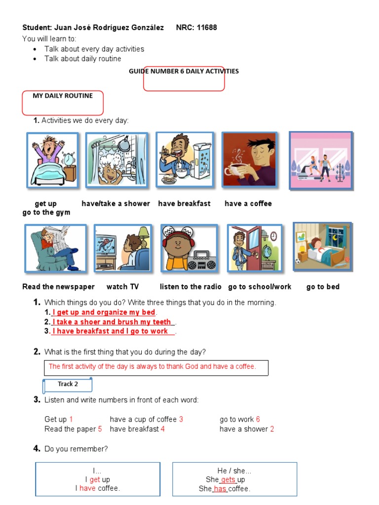 Guide 6 Daily Activities | PDF | Lunch | Adverb