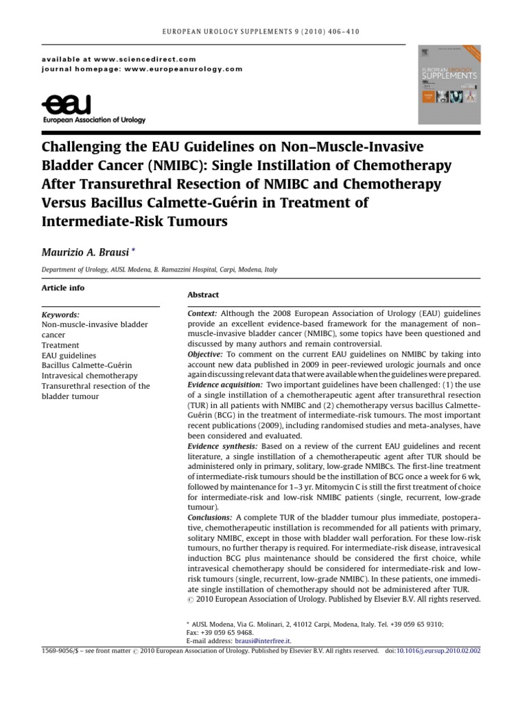 Challenging The EAU Guidelines On Non-Muscle-Invasive Bladder Cancer ...