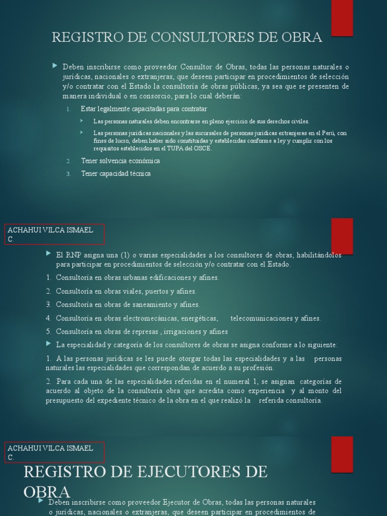 Registro de Consultores y Ejecutores de Obras | PDF | Instituciones ...