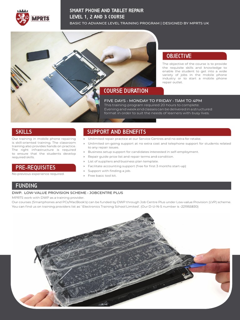 Objective Smart Phone and Tablet Repair Level 1, 2 and 3 Course PDF