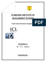 Symbiosis Institute of Management Studies: Trade Union Movement Assignment