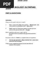 British Biology Olympiad 2004: Part A Questions