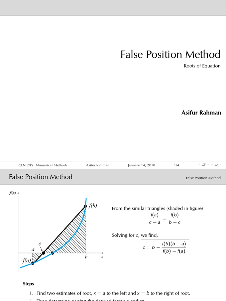 False Position Method: Roots of Equation | Download Free PDF ...