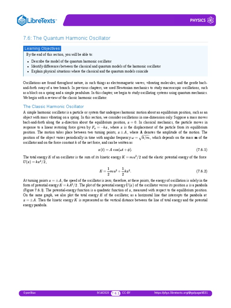 Quantum Harmonic Oscillator Overview | PDF | Wave Function | Quantum ...