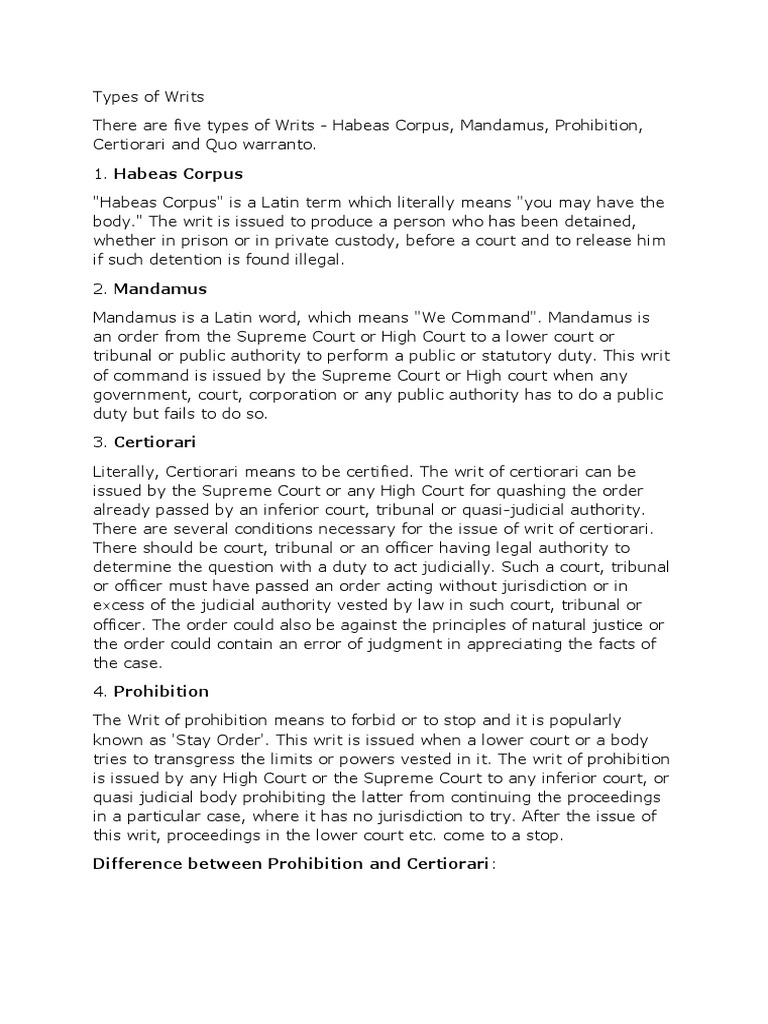 Writ Of Prohibition And Certiorari – GDXGQ