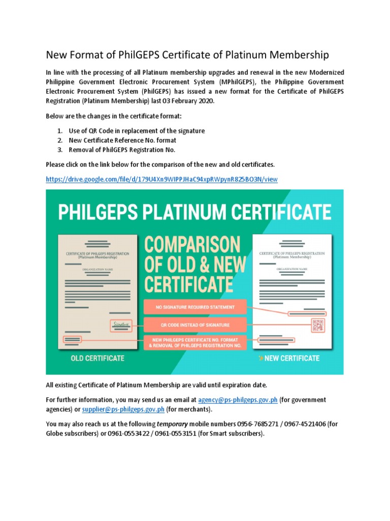 New PhilGEPS Platinum Certificate Format | PDF