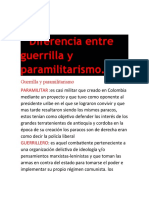 Diferencia Y SIMILITUD Entre Guerrilla y Paramilitarismo