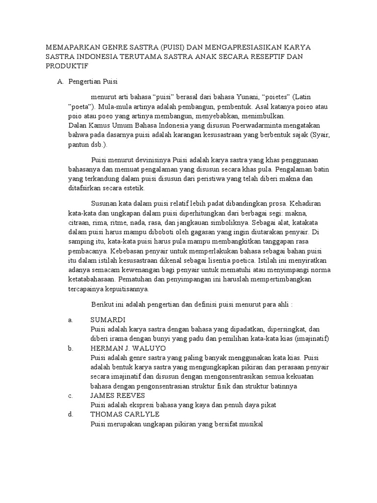 Memaparkan Genre Sastra Pdf
