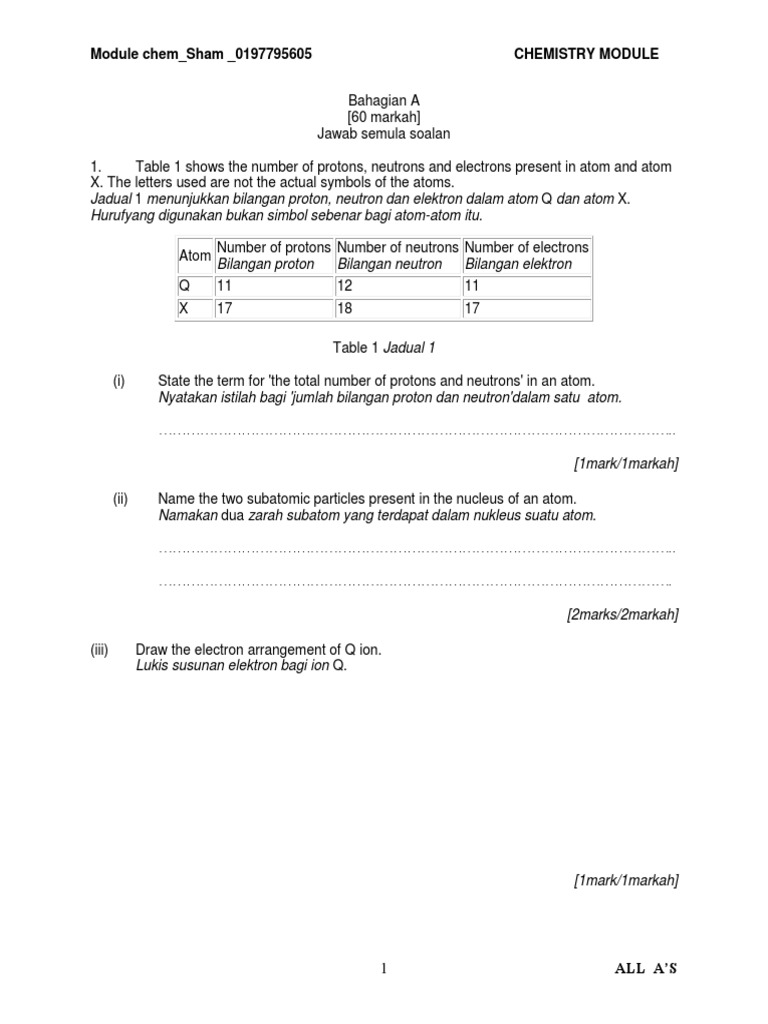 Ulangkaji Soalan Midyear f5 - Actual | PDF | Atoms | Sulfuric Acid