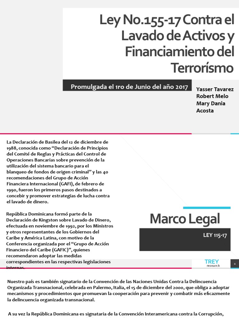 Ley 155-17: Lavado de Activos RD | PDF | Lavado de dinero | Grupo de ...
