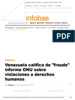 Venezuela Califica de - Fraude - Informe ONU Sobre Violaciones A Derechos Humanos - Infobae