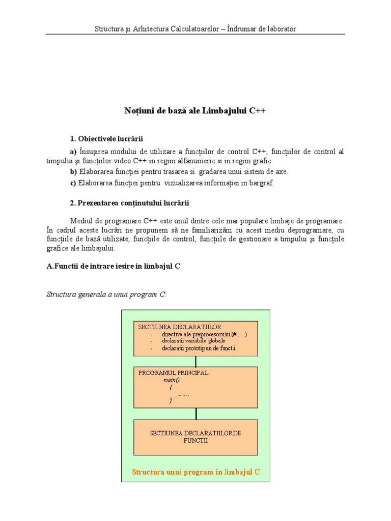 Noţiuni de Bază Ale Limbajului C++: Structura Generala A Unui Program C ...
