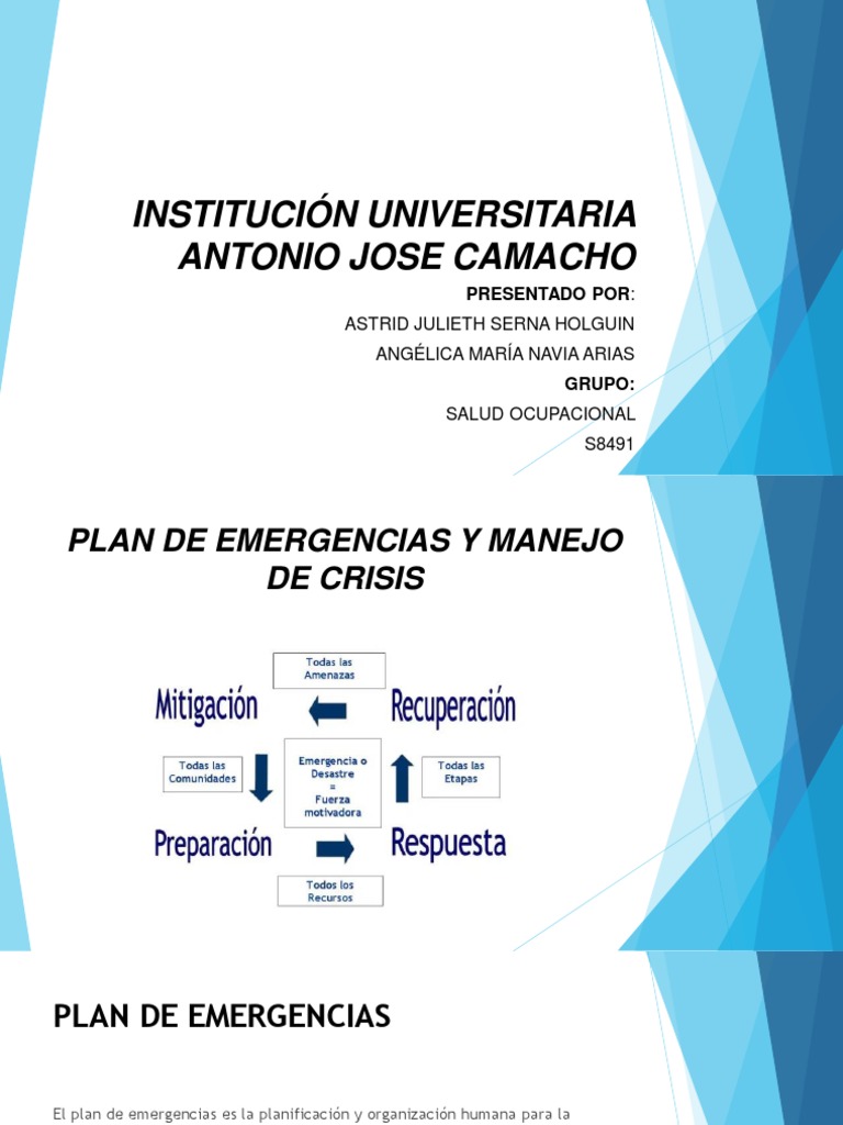 Plan de Emergencias y Salud Ocupacional | PDF | Seguridad y salud ...