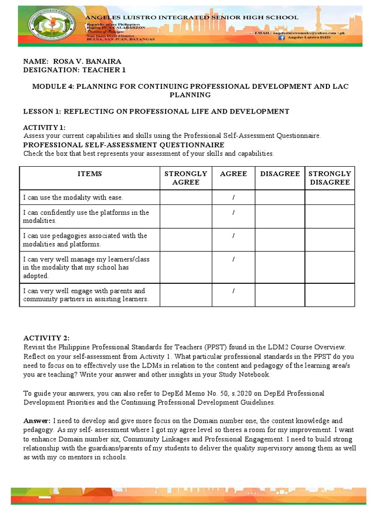 Professional Development Planning for Teachers | PDF | Lesson Plan ...