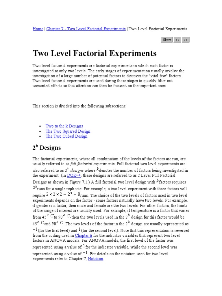 Two Level Factorial Experiments: 2 Designs | PDF | Matrix (Mathematics ...