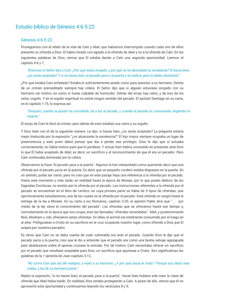 Estudio Bíblico de Génesis 4 - 6-5 - 22 PDF | PDF | Caín y Abel ...