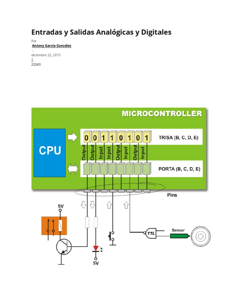 Entradas y Salidas Analógicas y Digitales | PDF | Microcontrolador ...