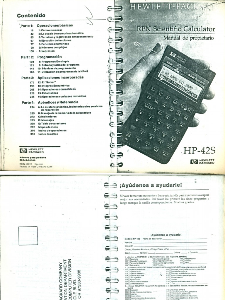 Hp 42s Manual De Propietario Pdf