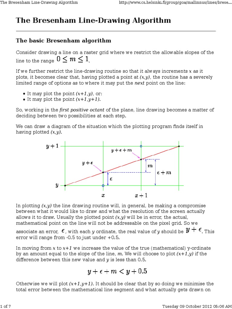 The Bresenham Line-Drawing Algorithm | PDF | Algorithms | Teaching ...