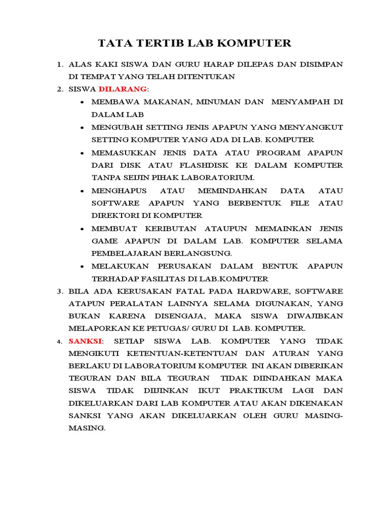 Tata Tertib Lab Komputer PDF