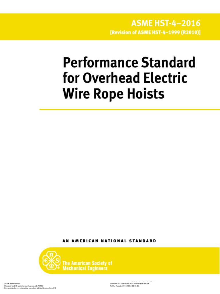 ASME HST-4 - Performance Standard For Overhead Electric Wire Rope ...