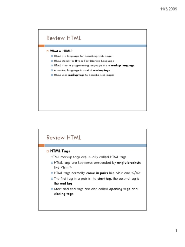 Lecture 01 | PDF | Html | Html Element