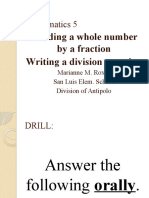 Mathematics 5: Dividing A Whole Number by A Fraction Writing A Division Equation