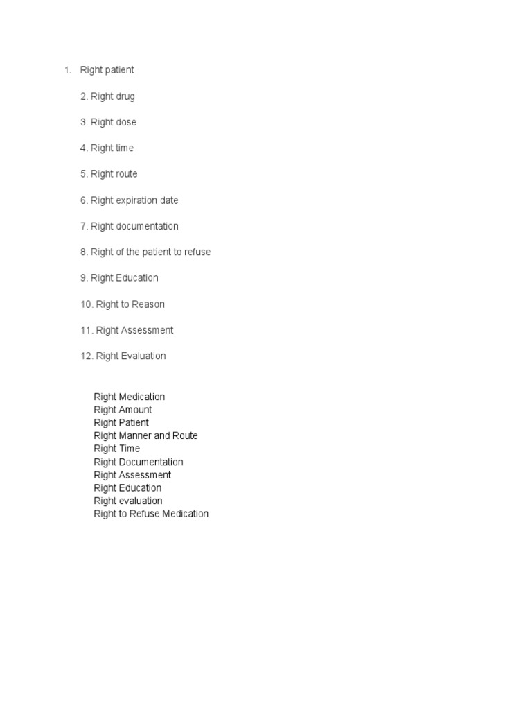 12 Rights of Medication Administration | PDF