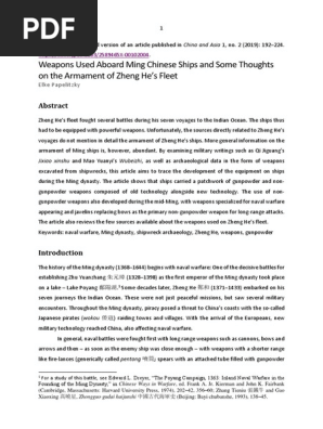 Weapons Used Aboard Ming Chinese Ships A Pdf Cannon Naval Warfare
