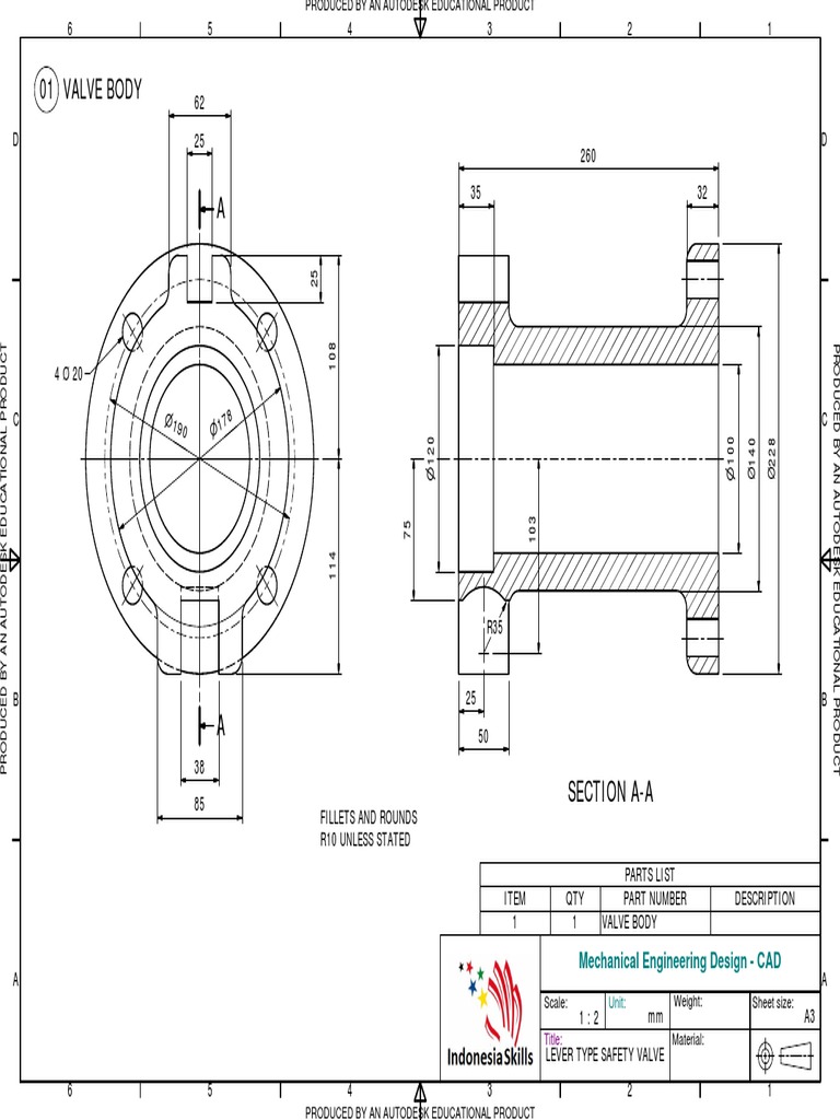CAD Design: Lever Safety Valve | PDF | Engineering | Mechanical Engineering