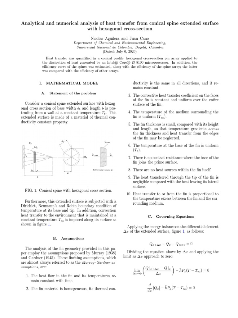 Analytical and Numerical Analysis of Heat Transfer From Conical Spine ...