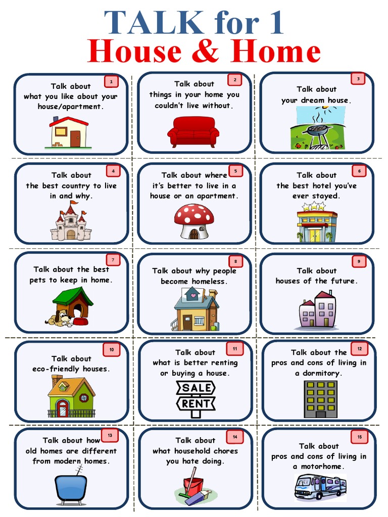 Househome Speaking Cards CLT Communicative Language Teaching Resources ...