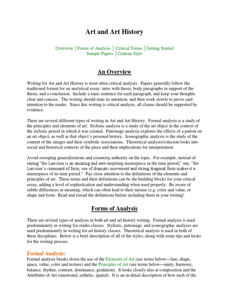 Art and Art History An Overview PDF Art History Citation