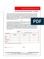 Kotak Mutual Fund PIN Generation Form