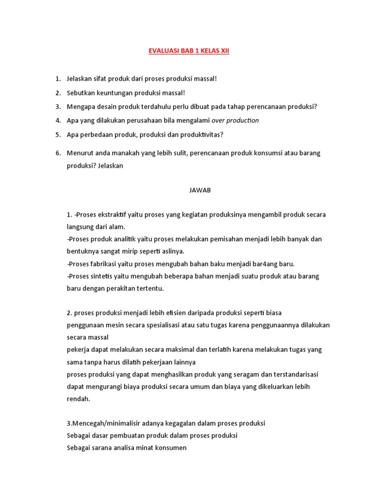Evaluasi Bab 1 Kelas Xii Pdf