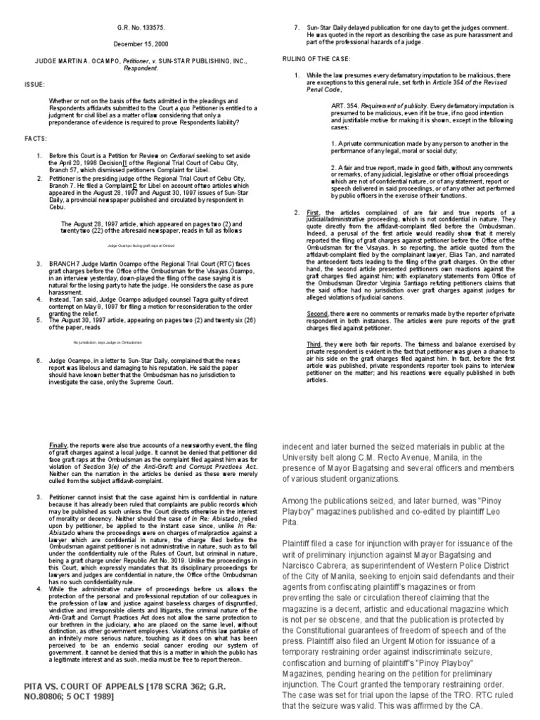 Cases Freedom of Expression Download Free PDF Defamation Complaint