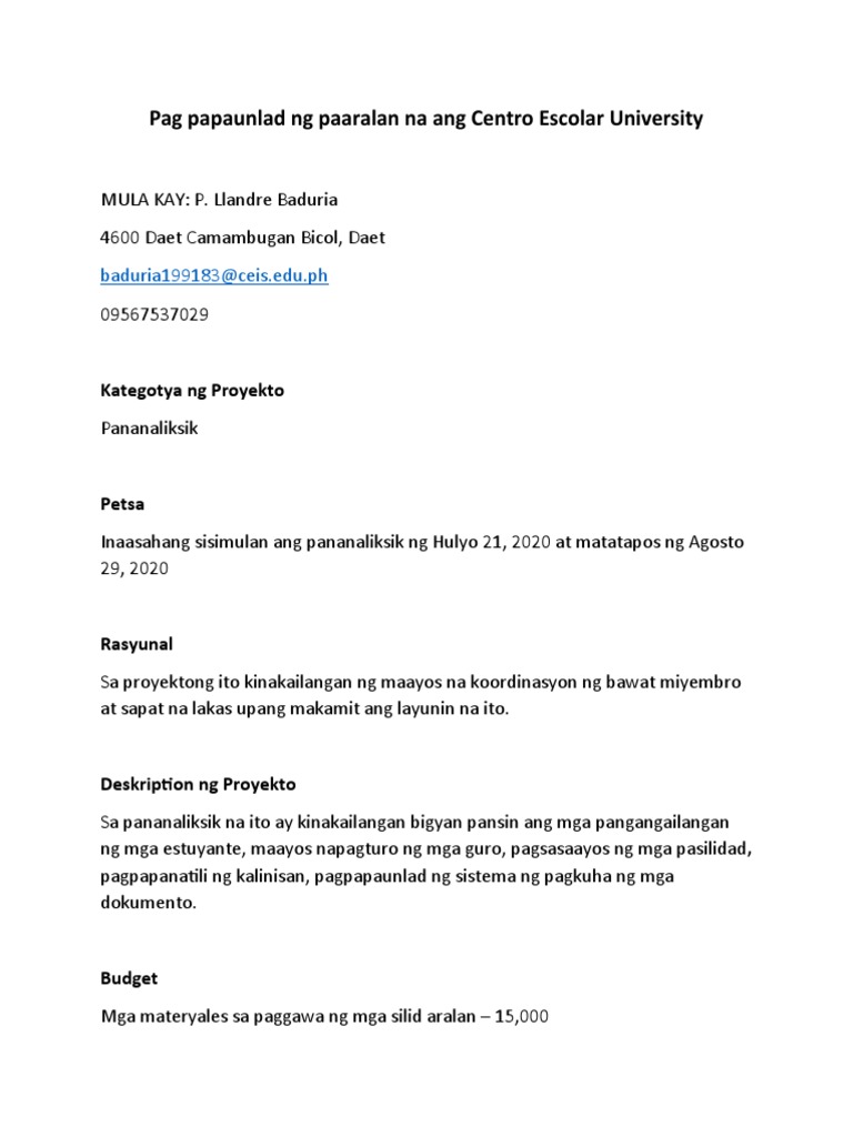 Panukalang Proyekto | PDF